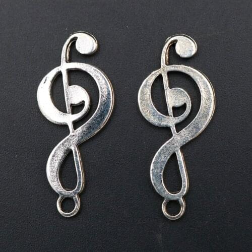 WKOUD 6pcs Silver Plated Treble Clef Charm Vintage Necklace Bracelet DIY Metal Jewelry Alloy Pendants A1714