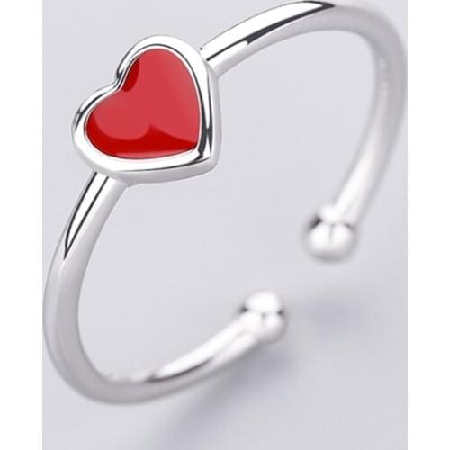 Charm Red Heart Finger Ring For Women Men Vintage Boho Knuckle Party Rings Punk Jewelry Girls Gift