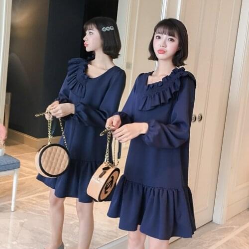 1292# Maternity Clothes Spring Autumn Plus Size Easy Matching Loose Stylish Dress for Pregnant Women Mom Dress