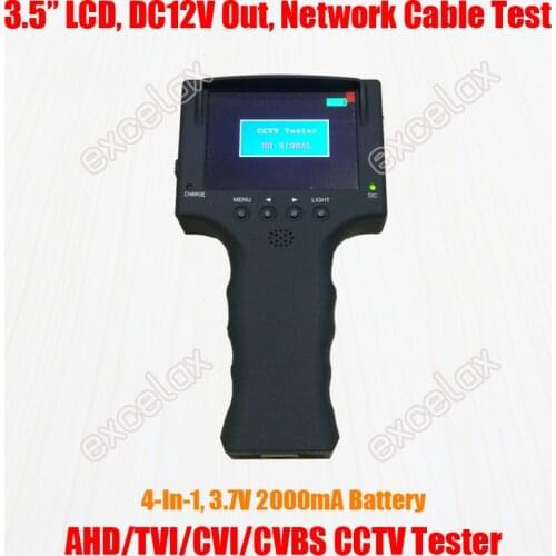 4-In-1 AHD TVI CVI CVBS Analog Camera CCTV Tester 3.5" LCD 640x480 Video Monitor Network RJ45 Cable Test DC12V Out