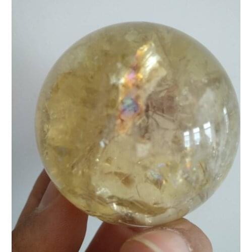 50mm Rainbow! Natural citrine quartz Sphere crystal ball Healing