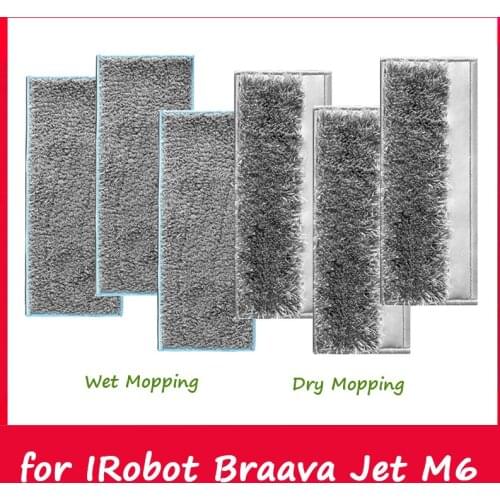6 Pack Washable Wet Mopping Pads Replacement Compatible For IRobot Braava Jet M6