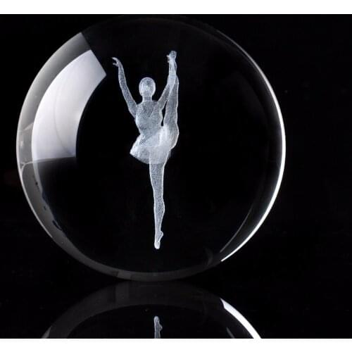 60/80mm 3D Laser Engraved Clear Crystal Ball Glass Decorative Ball Feng Shui Art Decor Accessories Miniatures Gifts