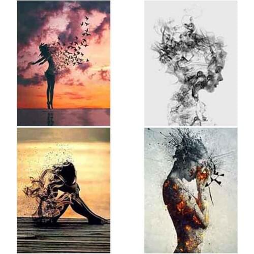 DIY 5D Diamond Painting Female Scenery Diamond Art Embroidery Landscape Diamond Cross Stitch Full Round Drill Home Decor Gift