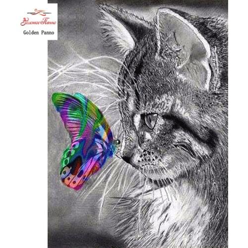 Diamond Painting Full Square 5D Diy Daimond Embroidery Diamant Mosaic Sale Displasy Broderie Diamant Cat and Butterfly 12