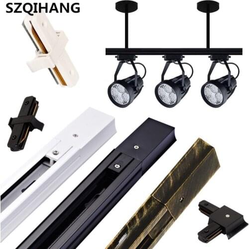 Aluminum 50CM Led Track Rail for led track light 2 wires Rails ,black/white body Connectors for the rails , L I T + Connectors