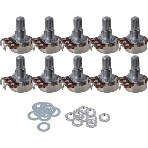 B100k Short Shaft 15mm Linear Pot Guitar Tone Potentiometer for Electric Guitar Set of 10