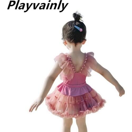 Bikini 2020 new Cute Cartoon Pink Pearl Baby Swimsuit Quick Drying Girls Swimwear with Skirt E20237