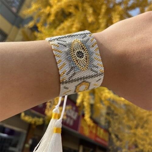 ZHONGVI Evil Eye Bracelet For Women 2021 Trendy Multilayer Crystal Pulsera Friendship Tassel Jewelry Handmade Miyuki Bracelets