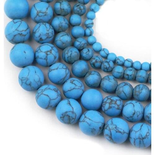 HGKLBB Matte Natural Stone blue calaite turquoises 4/6/8/10/12MM Round pine Loose Spacer beads for Jewelry bracelet making DIY
