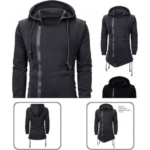 Quick Drying Stylish Loose Zipper Men Jacket Loose Hoodie Drawstring for Winter