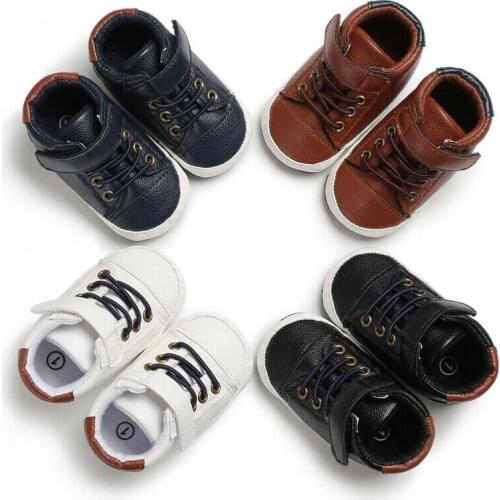 Focusnorm Fashion Baby Kids Boys Girls Soft Crib Shoes Faux Leather Sneakers Anti-slip Trainers Baby Girls Soft shoes
