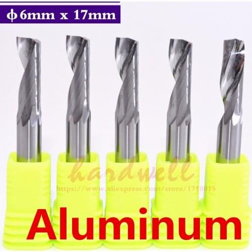6mm*17mm-10PCS,Freeshipping CNC solid carbide Aluminum End Mill,tungsten steel woodworking milling cutter,Aluminum router Bit