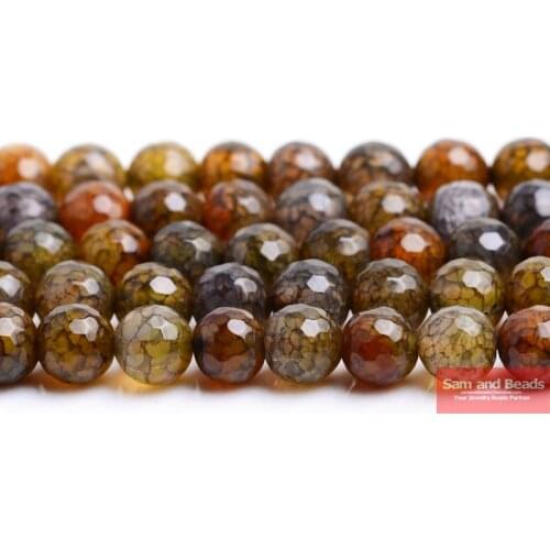 Natural Stone Faceted Green Cracked agat beads 6 8 10 12MM Pick Size for Bracelet Necklace Making FGCB20