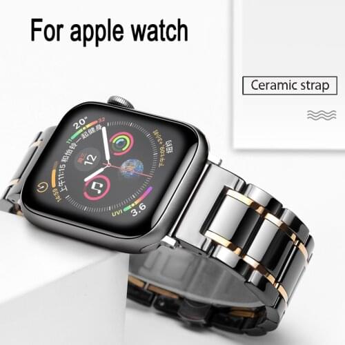 Ceramics Strap For Apple Watch 40mm 38mm 44mm 42mm Stainless steel Butterfly buckle Bracelet for iWatch series All Models