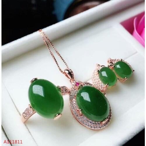 KJJEAXCMY boutique jewels 925 pure silver inlaid natural and Tian Biyu Ladies Ring Pendant ear stud kit support test