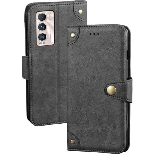 For Realme GT Master Explorer Retro Magnetic Flip Wallet Leather Case Realme GT Master Explorer Cover Unique Metal Buckle Design