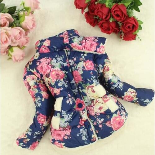 Winter Baby Girl Jackets Warm Thick Cotton Padded Coat For Girls Fashion Flower Kids Girls Outerwear Children Clothing