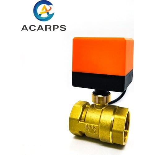 1-1/4" Brass Electric Ball Valve Three-Wire Two-Way Air Conditioning Floor Heating Water Tower Switch Valve 220V 24V 12V