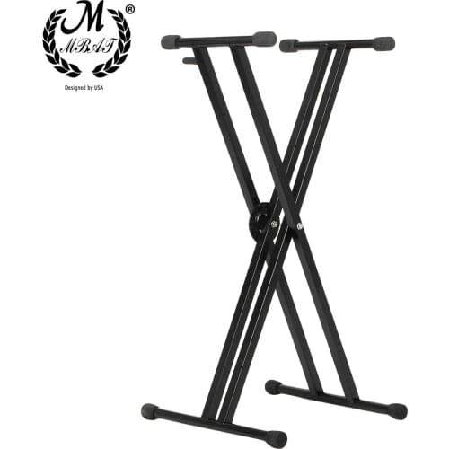 M MBAT Foldable X-Type Electronic Piano Stand Metal Universal Heightening Adjustable Bracket Holder Black Electronic Organ Stand