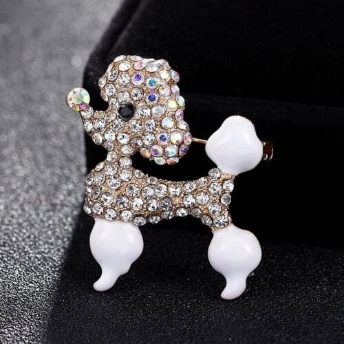 Cute White Enamel dog animal brooches jewelry for men brand crystal broches bouquet Hat Animal Brooch Pins Scarf Buckle