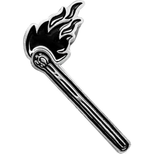Creative Unisex Burning Match Shirt Collar Lapel Enamel Button Pin Badge Black flame Brooch Unisex