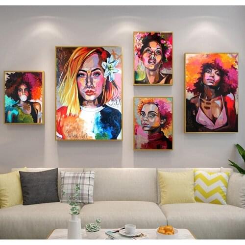 Wall Art Picture for Living Room Decor Black White African Woman Cuadros Canvas Painting s and Prints Scandinavian