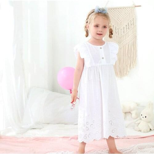 Girls Nightgown Dress 2021 Summer New Baby Girl White Lace Maxi Long Pajamas Dresses Kids Sleepwear Dress Home Clothes 8 10 12T