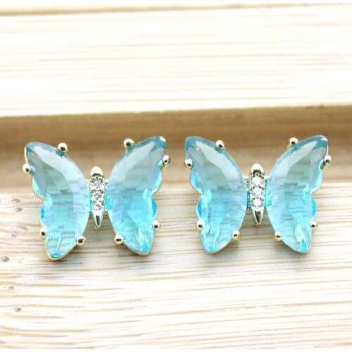 2021 new sweet lady Glass Crystal Butterfly Earrings Fashion versatile jewelry gift manufacturers direct sales