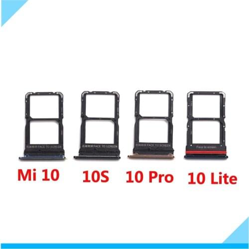 New Sim Card Tray Holder For Xiaomi Mi 10 Pro Sim Tray SD Card Reader Slot Adapter For Mi 10S Mi 10 Lite Spare Parts