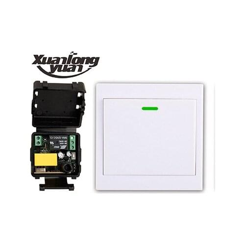 New AC 220 V 1CH Wireless Remote Control Switch System Receiver + Wall Panel Remote Transmitter Sticky Remote Smart Home Switch