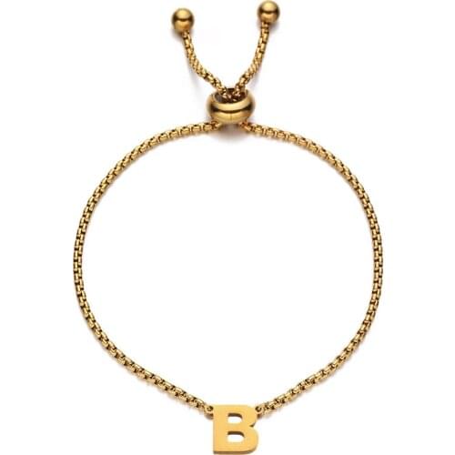 Initial Charm Bracelets Gold Silver Color Stainless Steel 26 Letters Alphabet Bracelet for Women Girls New Fashion Jewelry A377