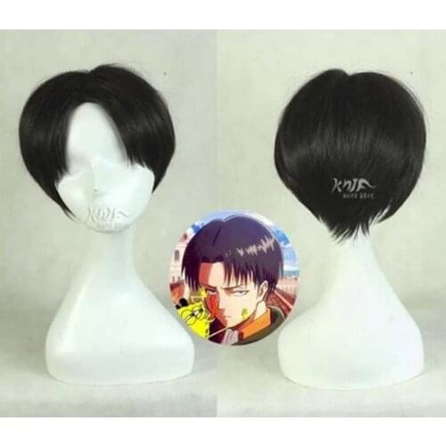 Attack on Titan Levi Ackerman Cosplay Wig Rivai Ackerman Short Heat Resistant Synthetic Hair Role Play Halloween Wigs + Wig Cap