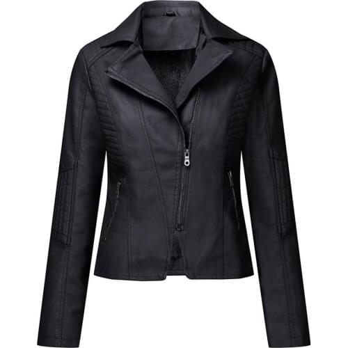 Faux Leather Casual Short Jacket for Women,Moto Coat for Spring Fall and Winter