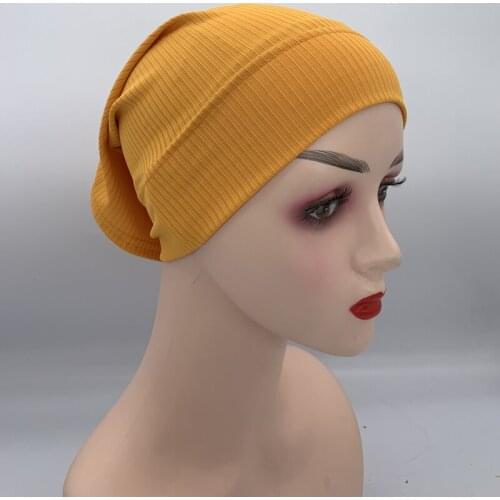 Ribbled Under Scarf Cap for Women Cross Forehead Headscarf Bonnets Muslim Inner Hijabs Female Under Hijab Caps Turbante Mujer