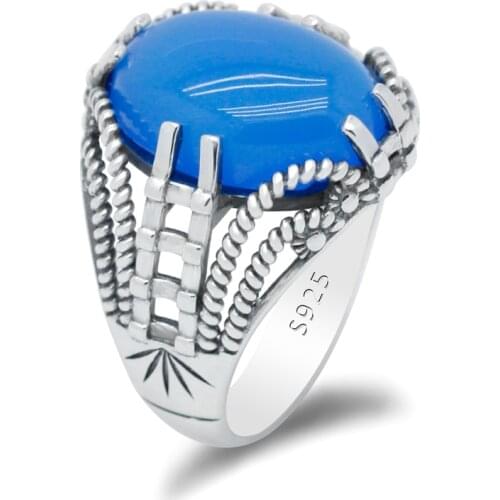 5PCS Real 925 Sterling Silver Men Ring Natural Aqeeq Stone Simple Generous Design Sunflower Mysterious Wedding Mens Ring Agate