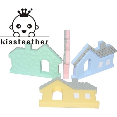 Kissteether Silicone Teether Baby Tooth Care House Design Pendant For Jewelry Making Silicone Rodents Breastfeeding Necklace For