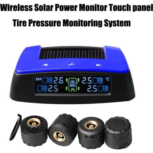 Tire Pressure Monitoring System Solar Power Monitor Touch panel Car TPMS with 4pcs External sensor