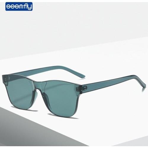 Seemfly 2021 New Fashion Candy Color Sunglasses Men Women Colorful Eyewear Transparent Frame Sun Glasses Outdoor UV400 Sunshades