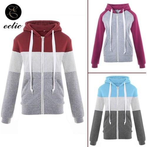 Sport Outfit Striped Women Hoodies Poleron Mujer 2021 Harajuku Kawaii Color Block Hoodie Patchwork Sweatshirt Zip Up Hoodie Punk