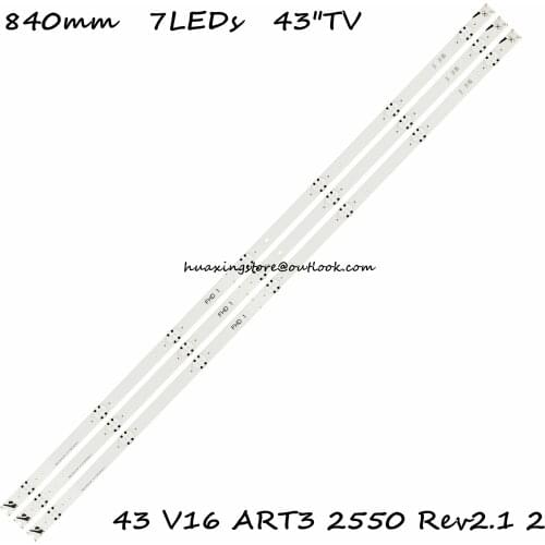 100% New 3pcs/Kit LED strips for LG 43 TV 43LH590V 43LH510V 43LW340H CA LC430DUE FJ M1 6916L 2550A 43 V16 ART3 2550 Rev2.1 2