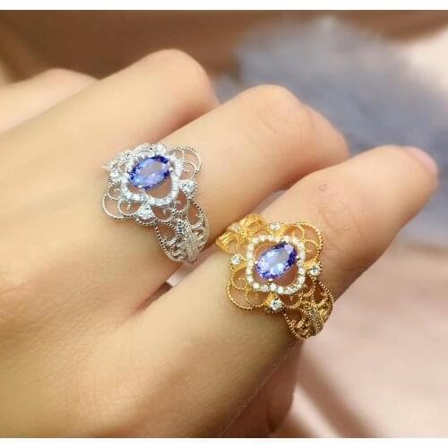 Tanzanite Ring Natural And Real Tanzanite Ring luxury ring Free shipping gemstone 925 sterling silver Fine jewelry