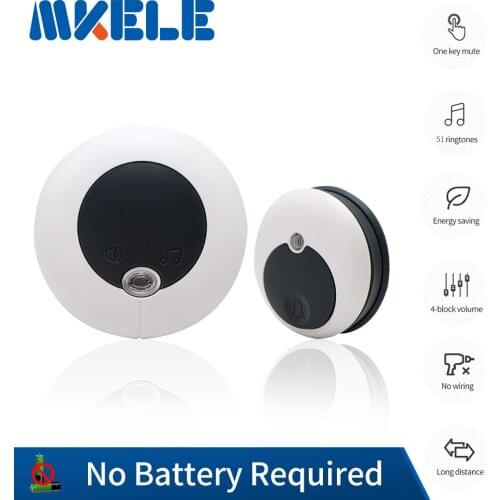 Smart Wireless Waterproof Self-powered Hello Doorbell Receiver and Transmitter No Battery Required EU Plug Easy Installation