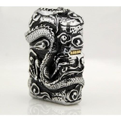 Armor Dragon Chrome Black Pure Copper Weighted High-end Kerosene Lighter Smoking Accessories for Weed Gadgets for Men Gifts