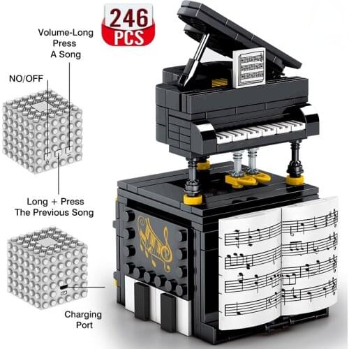 High-tech Building Blocks Creator Bluetooth Speaker Piano Model DIY Toys Assembling Brick For Children Holiday Gifts
