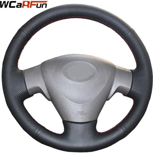 WCaRFun Hand-Stitched Black Artificial Leather Car Steering Wheel Cover for Toyota Corolla 2006-2010 Matrix 2009 Auris 2007-2009