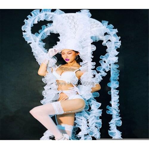 WYY Ballroom dance costumes led factory catwalk models performance show wears sexy dresses bar club stage skirt bikini bra dj