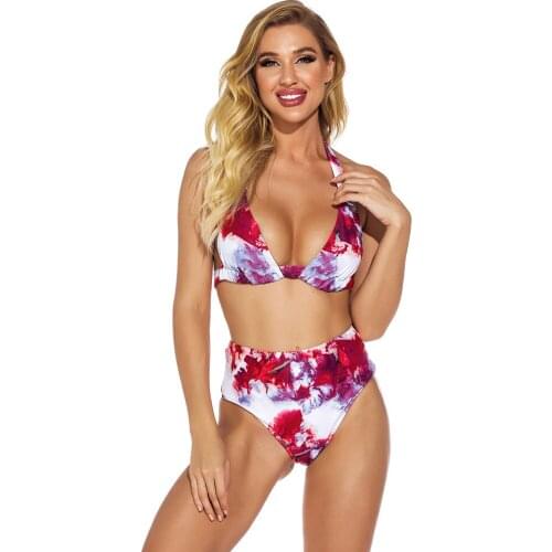 Women Swimwear 2 Piece Swimsuit High Waist Push Up Bikini 2 Pieces Sexy Taille Haute breathable Comfortable Printing Bikinis