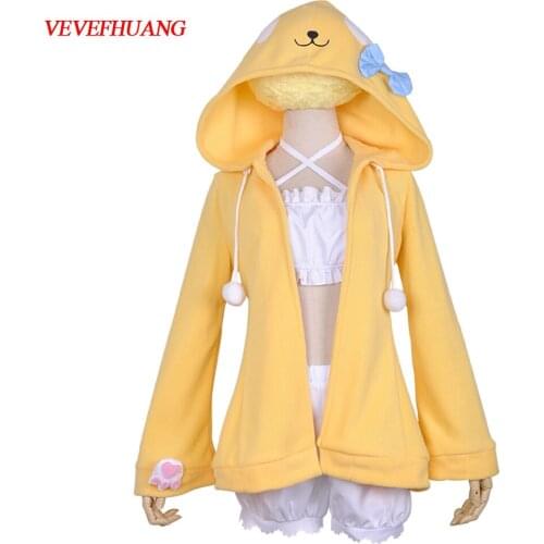 VEVEFHUANG Pajamas Game Azur Lane Teruzuki Cosplay Costume Lovely Cute Yellow Nightdress Sleepwear halloween costumes for women