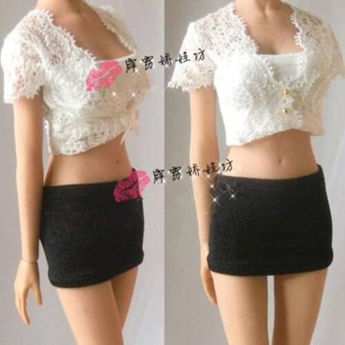 1/6 Female Sexy Tube Lace Top Bodycon Skirt Set for 12 inch Action Figures Model Toy Accessories